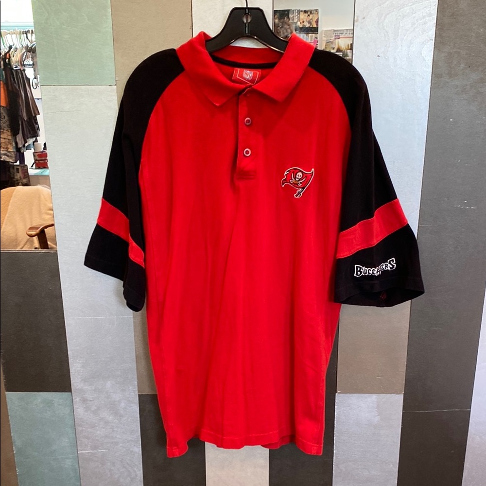 NFL Tampa Bay Bucs Red and Black Polo Shirt